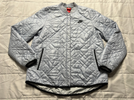 Nike Puffer Jacket Womens Large Gray Primaloft Nano Quilted Snap Closure - £28.89 GBP