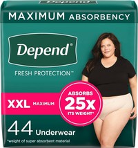 Depend Fresh Protection  Incontinence Underwear for Women , XXL, 42 CT O... - $40.75 CAD