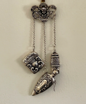 Gorgeous Antique Victorian Repousse Sterling Silver .925 Chatelaine Broo... - £699.88 GBP