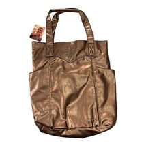 Vintage Nicole Richie Bronze Faux Leather Tote Bag Embossed  Logo NWT - $519.48 MXN