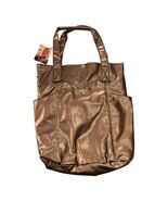 Vintage Nicole Richie Bronze Faux Leather Tote Bag Embossed  Logo NWT - $28.80