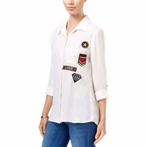 Gypsies &amp; Moondust Juniors&#39; Patch Shirt Ivory Medium - £7.07 GBP