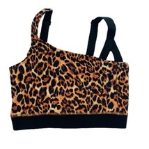 Josie Natori Womens Active Solstice Asymmetrical Cropped Cami Top,Cheeta... - $59.99