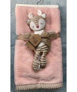 New Chick Pea Pink Baby Blanket Set Brown Ribbed Plush Deer Toy 30&quot; x 36&quot; - $73.94 CAD