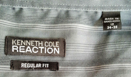 Kenneth Cole Reaction Dress Shirt Men&#39;s Size 17 34/35 XL Gray Striped Co... - £14.09 GBP