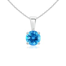 ANGARA 5mm Natural Swiss Blue Topaz Solitaire Pendant Necklace in Silver - £104.68 GBP+