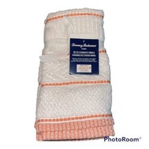 New Tommy Bahama Home 2 Fingertip Towels Juju Orange Coral Tropical White Cotton - £14.01 GBP