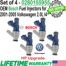 Set Of 4 Bosch OEM HP Upgrade Fuel Injectors for 2000-03 Volkswagen Golf 2.0L I4 - $138.59