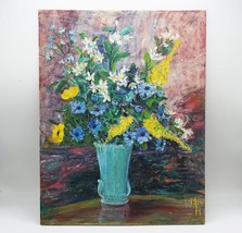 Acrylic Painting On Canvas Board Floral Setting - £50.41 GBP