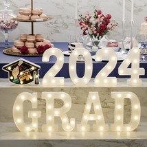 Graduation Party Decorations 2024-8 Led Long Marquee Light Up Letters &#39;Grad 2024 - £50.11 GBP