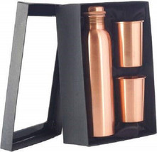 Pure Copper Bottle 1000 ML and 2 Glass 300 each Set Elite Class Gift Item - £39.56 GBP