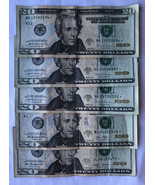 Lot 5 Pcs $20 Twenty Dollars Star Notes FRN 2009-2017 low serials nice s... - $149.45