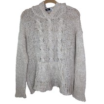 Hooded Pullover Womens Beige Sweater Sz M Lounge Cozy Comfy Winter Grung... - $14.73