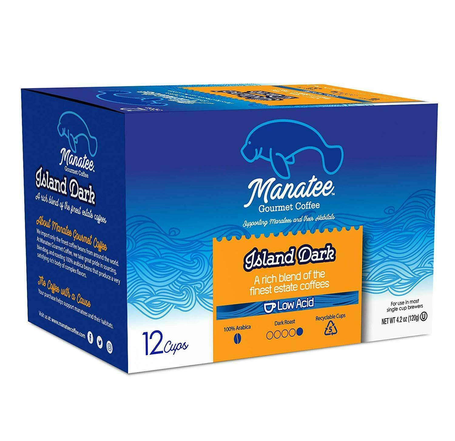 Manatee Gourmet Coffee Island Dark Coffee 12 to 72 Keurig K cups Pick An... - $19.89+