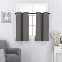 Short Blackout Curtains For Kitchen Window - Grommet Thermal, Charcoal). - £32.36 GBP