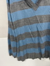 New York &amp; Company Womens Sweater Size XL Blue Gray Striped Hoodie - £10.58 GBP