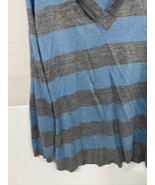 New York &amp; Company Womens Sweater Size XL Blue Gray Striped Hoodie - £10.59 GBP