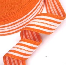 Almost 3/4&quot; 18mm wide Torrid Orange w/ white Stripe Waistband Elastic Ba... - £4.73 GBP+