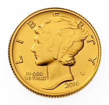 2016-W 1/10 Oz. Oro Mercurio Moneta da Dieci Centesimi Con Originale Custodia - $547.92