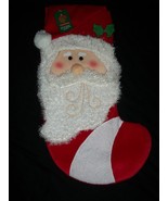Red Textured Santa Christmas Stocking Holiday Decoration 3D Hollly Berry... - £19.91 GBP