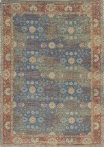 7 X 9 Blue and Red Floral Medallion Hand Woven Area Rug - €312,06 EUR