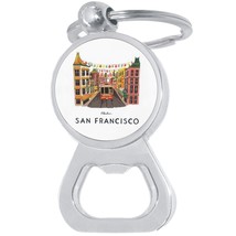 San Francisco Cable Car Bottle Opener Keychain - Metal Beer Bar Tool Key Ring - £8.60 GBP