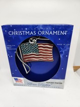 2002 American Flag Christmas Tree Ornament Pewter by Gloria Duchin Made in USA - £7.47 GBP