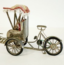 999 Fine Silver Bicycle Rickshaw Carriage Handmade Vietnam Antique c1960s E10 - £78.62 GBP