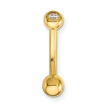 NEW REAL 14k 14 Gauge Polished CZ Belly Ring - £59.91 GBP