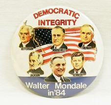 VINTAGE 1984 Walter Mondale 3&quot; Campaign Button w/ Jefferson Roosevelt Tr... - £15.56 GBP