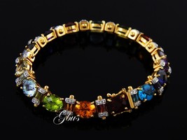 18k.750 Yellow Gold Multi-Colored Gemstones &amp; Diamonds Bracelet - £5,350.08 GBP