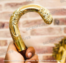 Walking Stick Handle Brass Wooden Victorian Foldable Cane Collectible Me... - $20.66+