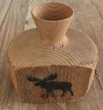 Wood Carved Dry Bud Vase Folk Rustic Cabin Lodge Moose - £27.17 GBP