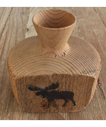 Wood Carved Dry Bud Vase Folk Rustic Cabin Lodge Moose - £25.53 GBP