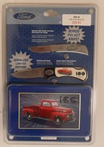 2002 Ford Collectors Set 1948 F-1 Pickup Truck w/Bonus Pocket Knife Tin - £27.73 GBP
