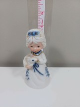 Vintage Royal Majestic Porcelain Bisque 4&quot; Figurine Bell GIRL with rabbit (A11) - £11.86 GBP