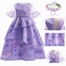Encanto Cosplay Costume Girl Dress Halloween Princess Flower Ruffles Lon... - £19.65 GBP