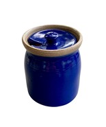 Stoneware Honey Pot Jelly Jar Navy Blue Artisan Handmade Farmhouse Potte... - $296.67 MXN