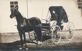 Horse drawn Buggy with Lady RPPC Postcard 1910 N31 - £12.13 GBP