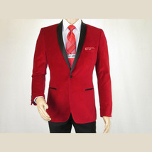 Mens Adolfo Velvet Dinner Jacket Shawl Satin Stage singer 3016J Christmas Red image 4