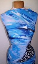 Bright Blue Animal Print Hologram Sequin Dot Lycra Stretch ITY Fabric 1 Yd 18 In - £27.97 GBP