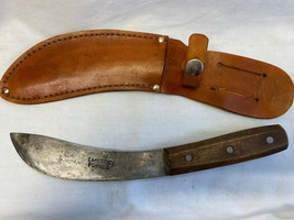 Vtg Lakeside Forged Full Tang Skinner Hunting Knife With Leather Sheath - £79.60 GBP