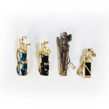 Lot of 4 Golf Clubs in Bags Pins Golfer Golfing Pins Sports Enamel Gold Tone - £15.46 GBP