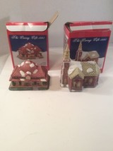 Two Christmas Village Porcelain lot w/ boxes House  &amp; Church! Vintage 1993 - $18.42