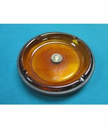 ASHTRAY AMBER GLASS CENTER ROMAN COIN NICHOLS ORIGINAL - $1,405.44 MXN