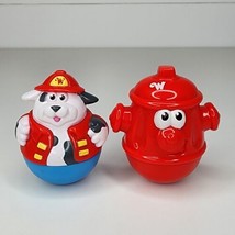 2- Weebles Fireman Fire Fighter Dog &amp; Fire Hydrant 2003 Hasbro Playskool Toys - £10.35 GBP