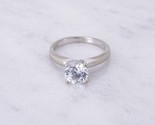 Stunning 14K White Gold Simulated Diamond Solitaire Engagement Ring 1+ TCW - $324.99