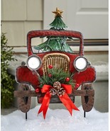 Solar Lighted Red Vintage Truck Welcome Stake Christmas Light Yard Outdo... - £22.99 GBP