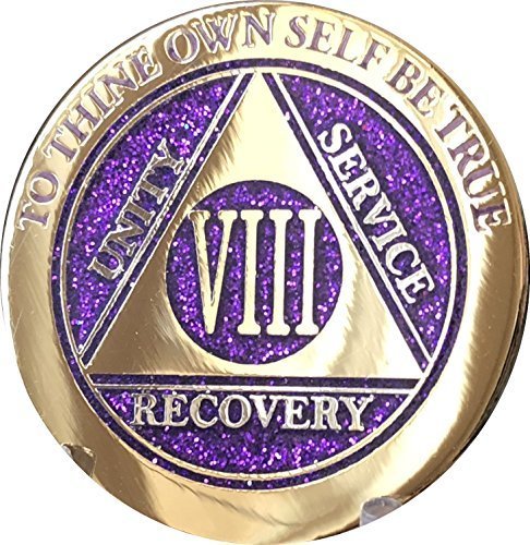 8 Year Elegant Glitter Purple Gold Silver Bi-Plated AA Medallion Chip VIII