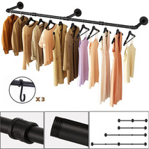 Strong Cast Iron Industrial Pipe Clothes Rack Garment Bar Hanging Rod Ad... - £48.75 GBP